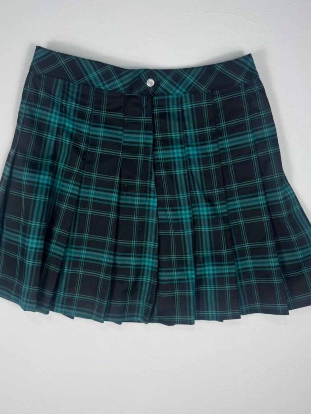 Divided H&M Plaid Pleated Mini Skirt Black Teal Size 6
